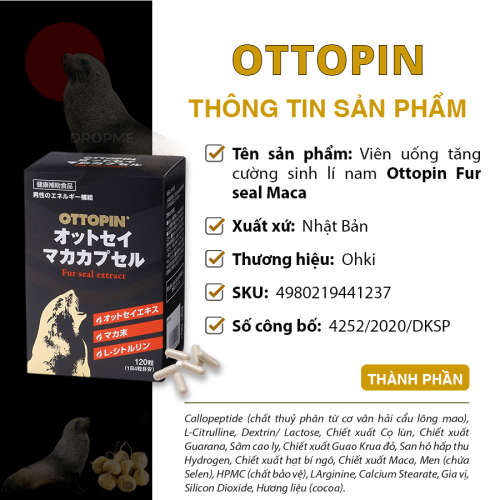 Tăng cường sinh lý nam Hải cẩu lông mao Ottopin Ottosei Maca - GÓI 20 viên